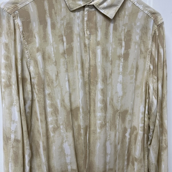Silky Perry Ellis Dress Shirt Cream Print S - Picture 2 of 6